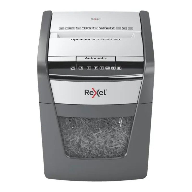 Rexel Optimum AutoFeed+ 50X – Distruggidocumenti P-4, 50 fogli, 20 L