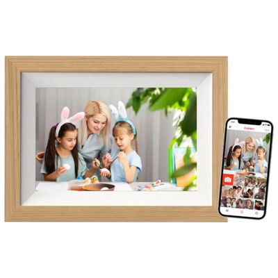 Braun DigiFrame 10W – Cornice digitale touch Wi-Fi da 10,1”, 32 GB, bianco legno