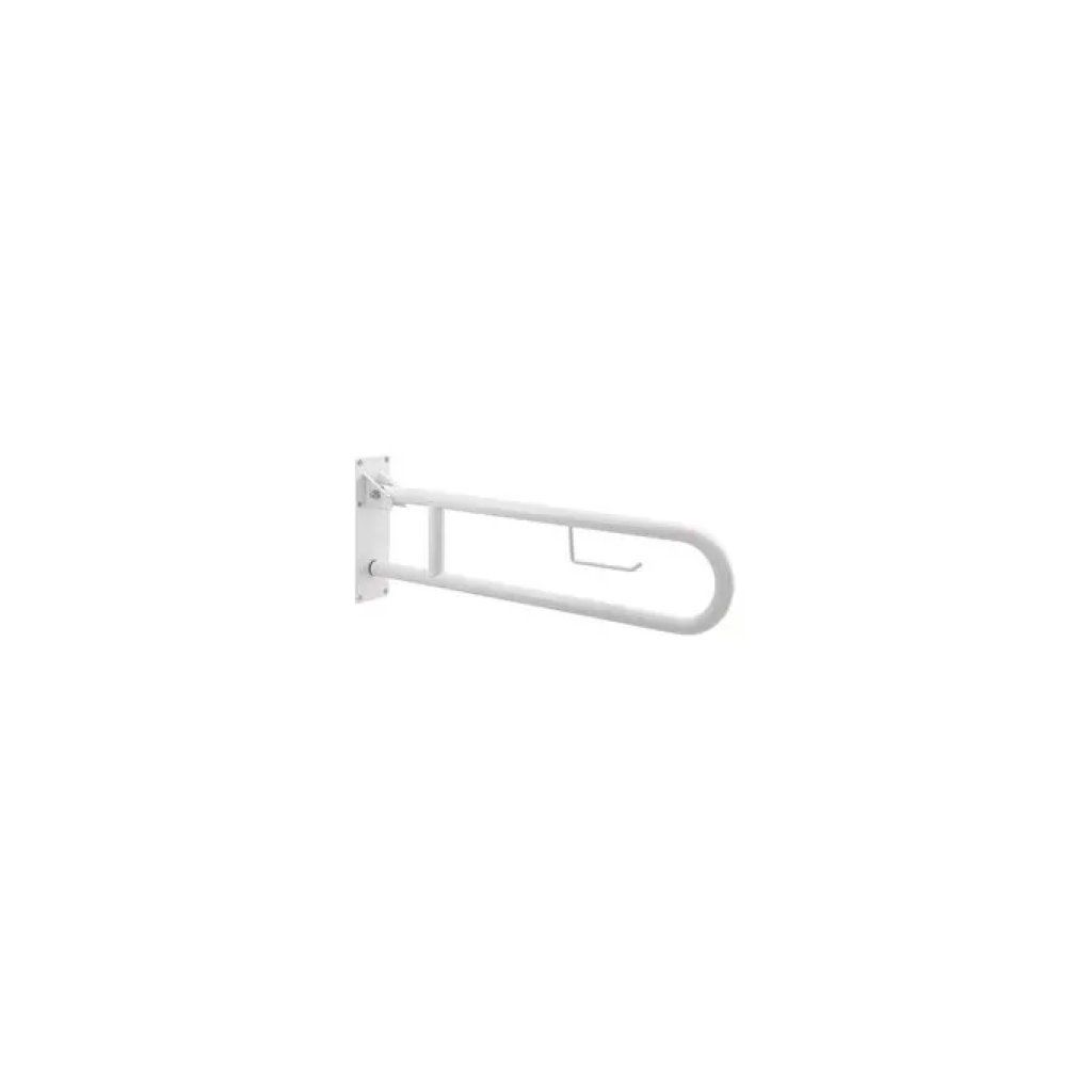 GEDY SNUG 565702 – Barra ribaltabile da bagno con portarotolo, acciaio inox, bianca