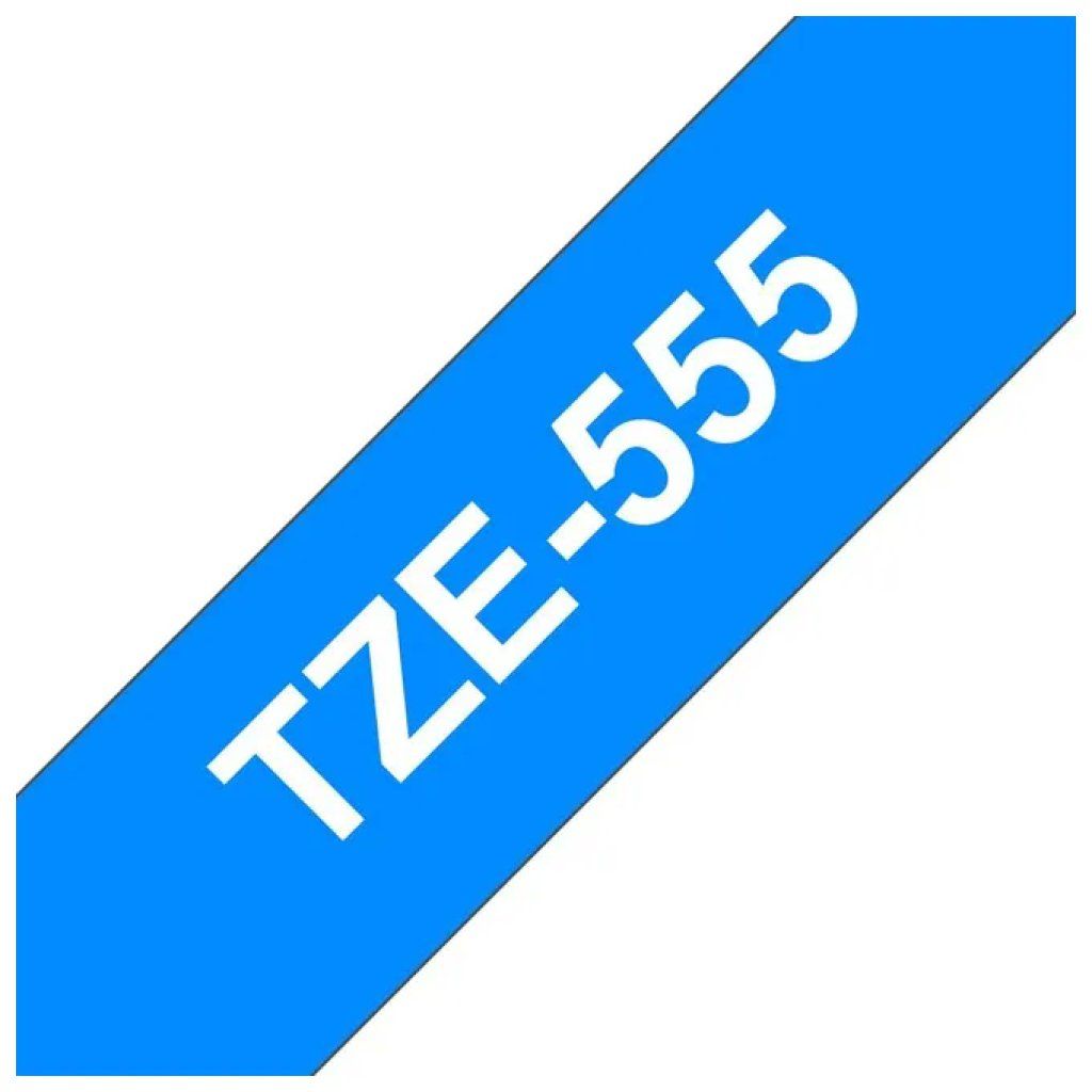 Brother TZe-555 Nastro Laminato 24 mm Bianco su Blu Brother TZe-555 Nastro Laminato 24 mm Bianco su Blu