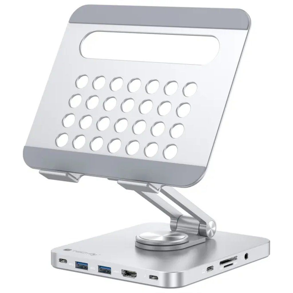 Techly ICA-TBL DOCK81 Hub USB-C 8 in 1 con supporto girevole per tablet