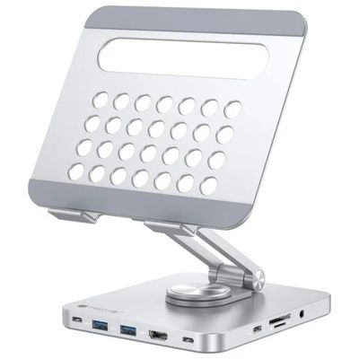 Techly ICA-TBL DOCK81 Hub USB-C 8 in 1 con supporto girevole per tablet