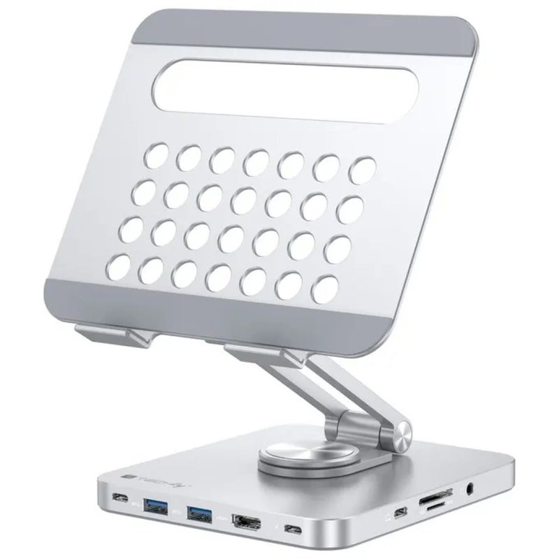 Techly ICA-TBL DOCK81 Hub USB-C 8 in 1 con supporto girevole per tablet