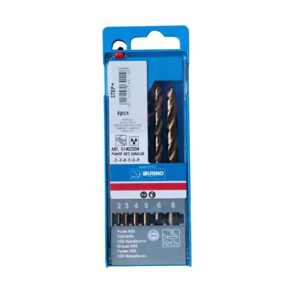 Krino 8 01402 Set 6 Punte HSS Rettificate Step SR, 2-8 mm