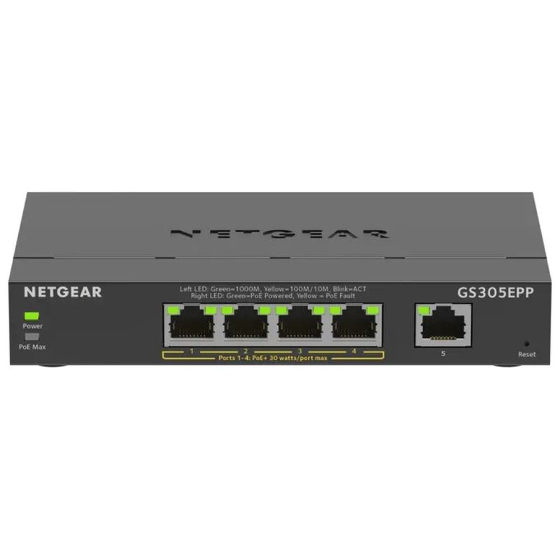 NETGEAR GS305EPP Switch gestito Gigabit PoE+ a 5 porte, 120 W