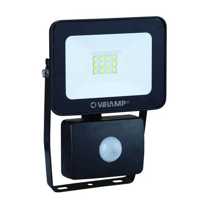 Velamp PadLight5 Proiettore LED 10 W con Sensore PIR, 800 lm, 4000 K, IP44, Nero