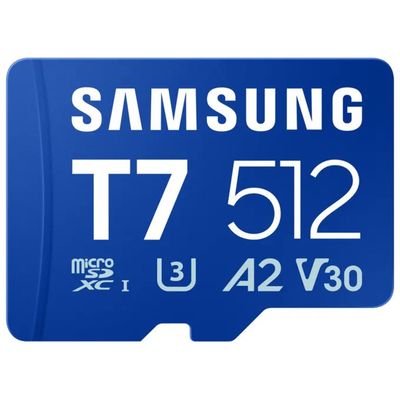 Samsung T7 Scheda microSDXC 512 GB UHS-I U3 V30 A2, Blu