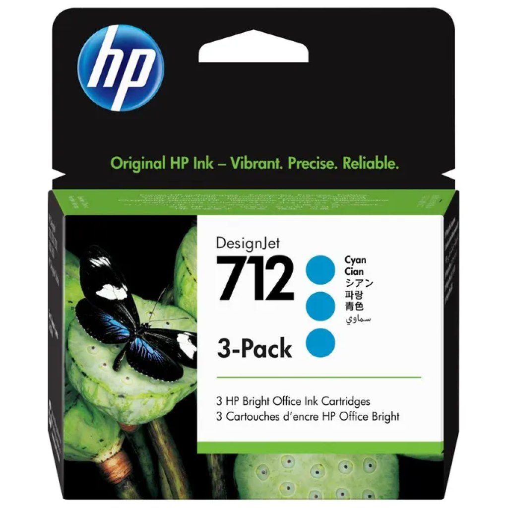 HP 712 Cartucce Originali Ciano per DesignJet – 3 pezzi, 29 ml ciascuna HP 712 Cartucce Originali Ciano per DesignJet – 3 pezzi, 29 ml ciascuna