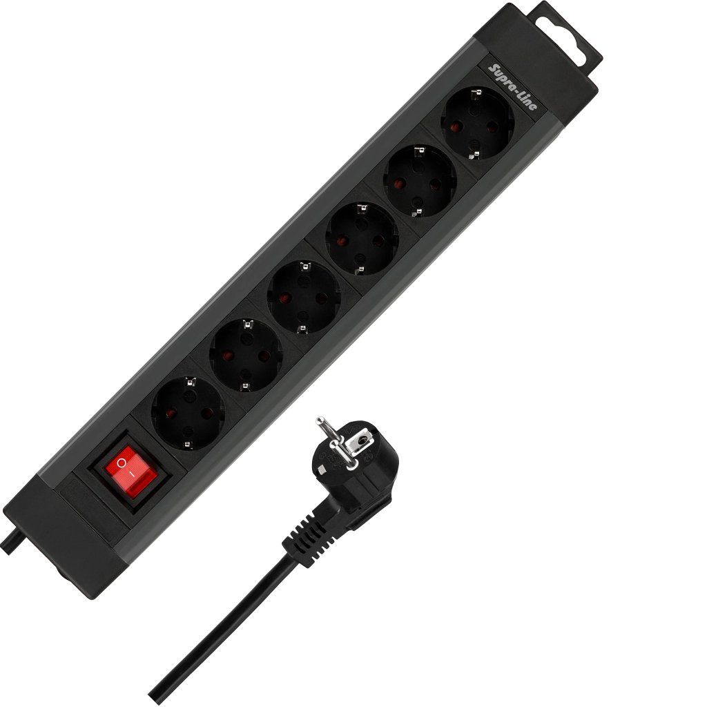 REV SupraLine Multipresa 6 Prese con Interruttore, Cavo 2,4 m, Antracite
