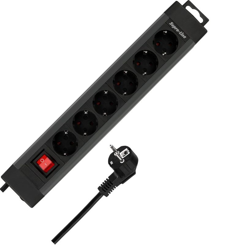 REV SupraLine Multipresa 6 Prese con Interruttore, Cavo 2,4 m, Antracite