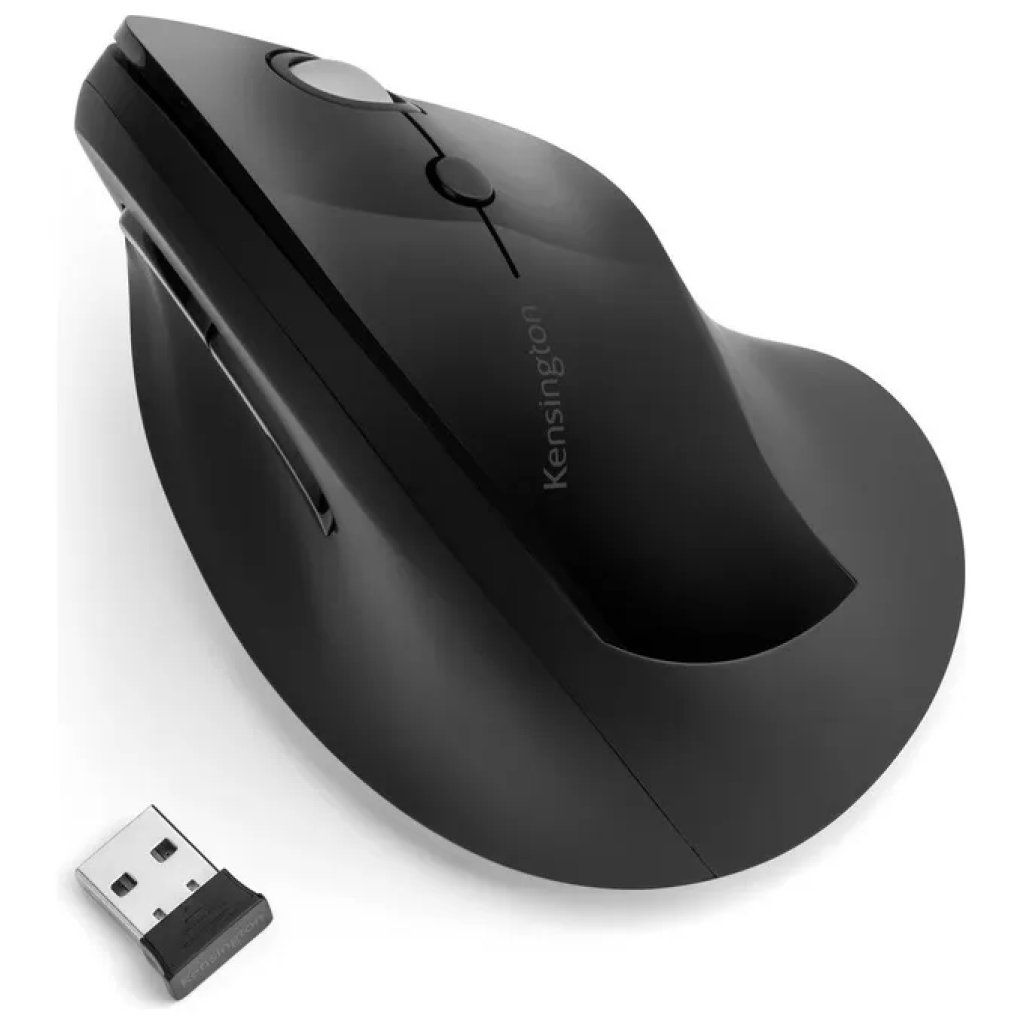 Kensington Pro Fit Ergo K75501EU – Mouse verticale wireless, 6 tasti, 1600 DPI, nero