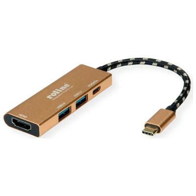 ROLINE 12.02.1119 Docking Station USB-C HDMI 4K, 2 porte USB 3.2, oro