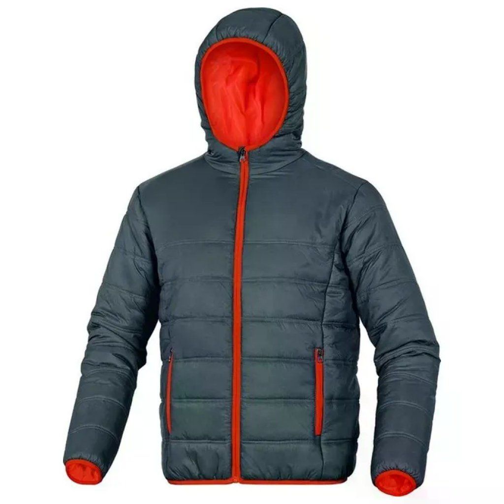 DELTAPLUS Piumino leggero DELTAPLUS Doon con cappuccio, grey-orange, taglia L
