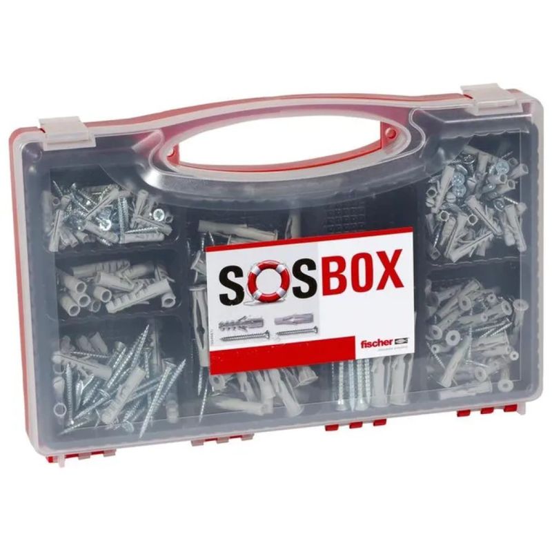 Fischer SOS-Box S-FU – Set assortito di tasselli e viti, 180 pezzi