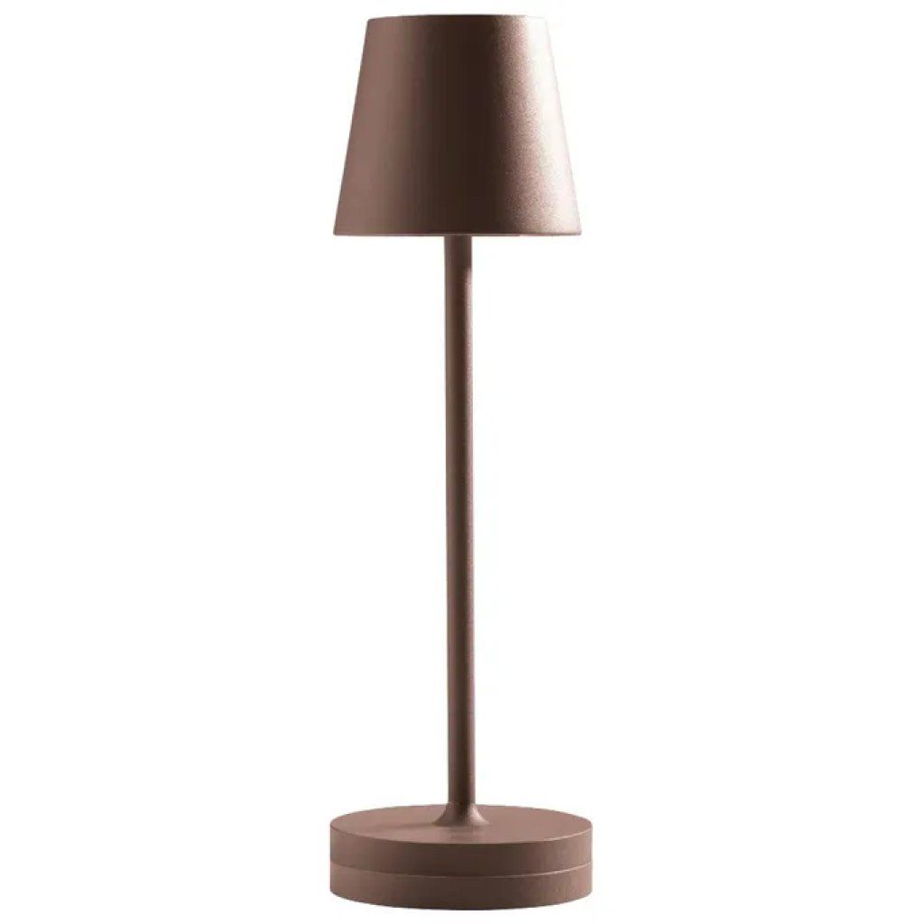 Gea Luce GLS041 Lampada da Tavolo LED Ricaricabile da Esterno, 3W, 300 lm, 3000K, IP54, Marrone