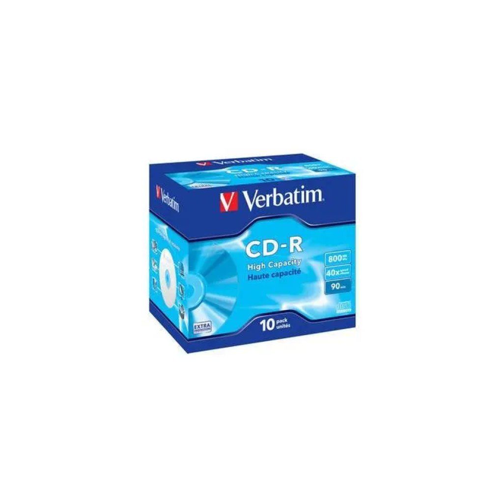 Verbatim CD-R 800 MB, 90 minuti, 40x – Confezione da 10