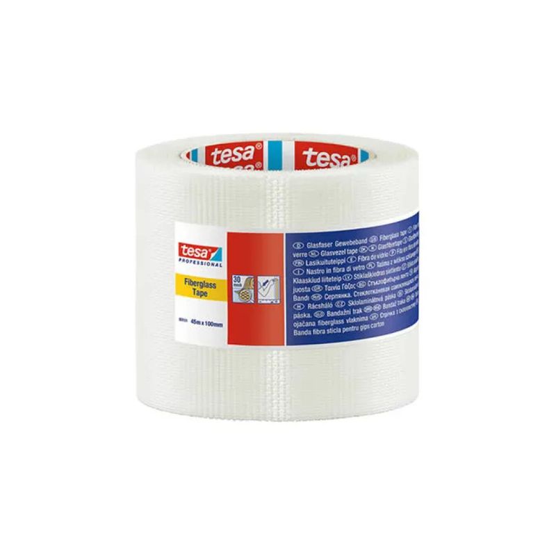 TESA Professional Nastro in Rete di Fibra di Vetro per Cartongesso, 45 m x 50 mm, Bianco