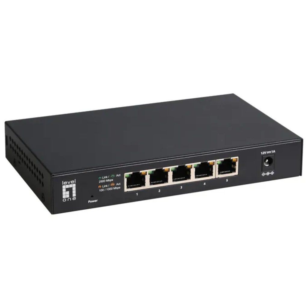 LEVEL ONE LevelOne GEU-0525 Switch Ethernet 2.5G non gestito a 5 porte, nero LEVEL ONE LevelOne GEU-0525 Switch Ethernet 2.5G non gestito a 5 porte, nero