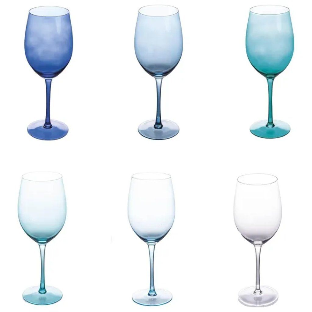 VDE TIVOLI 1996 Villa d’Este Happy Hour Ocean – Set 6 Calici da Vino Blu, 550 ml