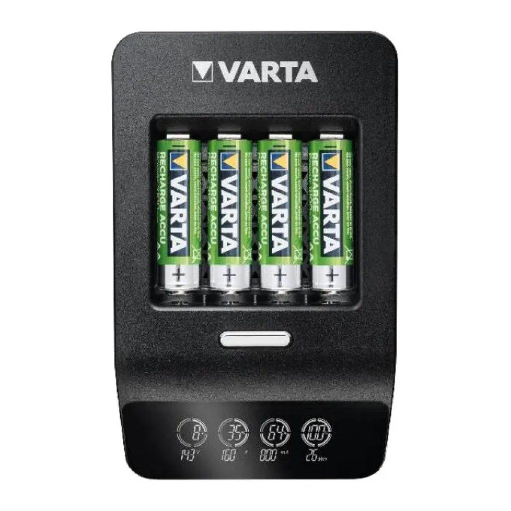 VARTA 57685 Caricabatterie LCD con 4 Batterie AA da 2100 mAh