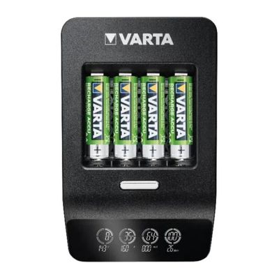 VARTA 57685 Caricabatterie LCD con 4 Batterie AA da 2100 mAh