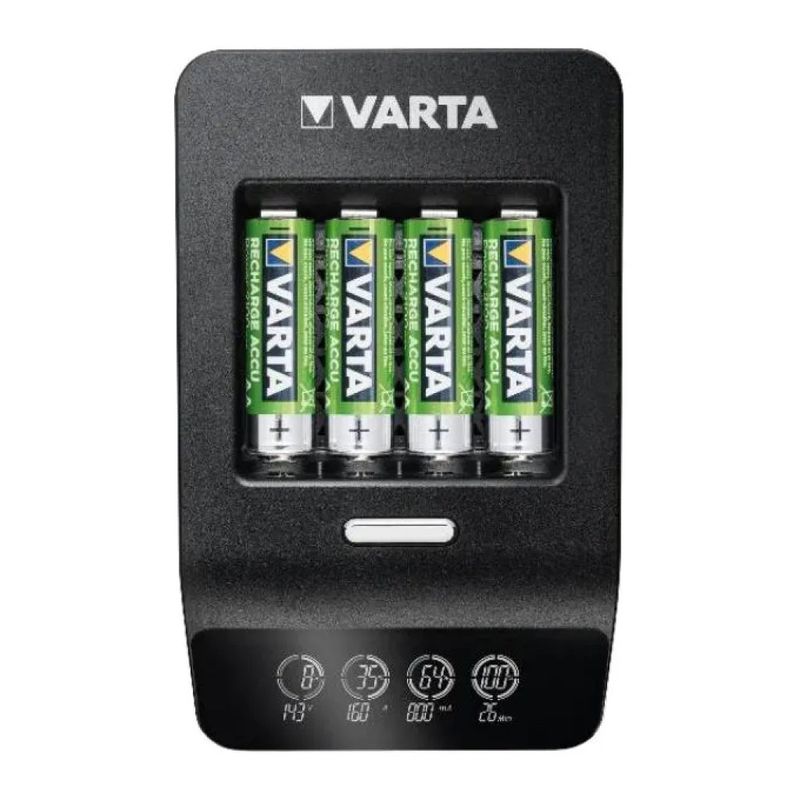 VARTA 57685 Caricabatterie LCD con 4 Batterie AA da 2100 mAh