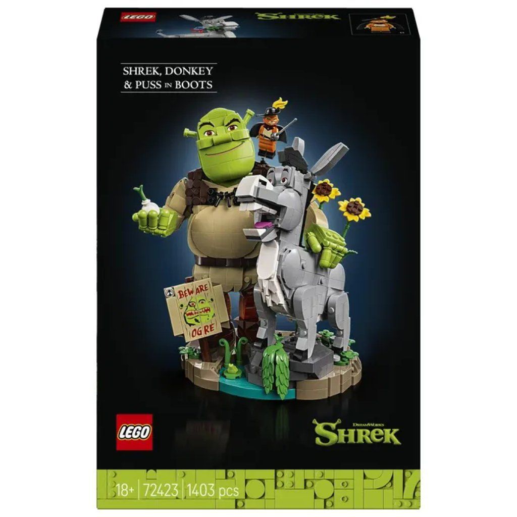 LEGO 72423 Shrek, Ciuchino e Gatto con gli Stivali – 1.403 pezzi