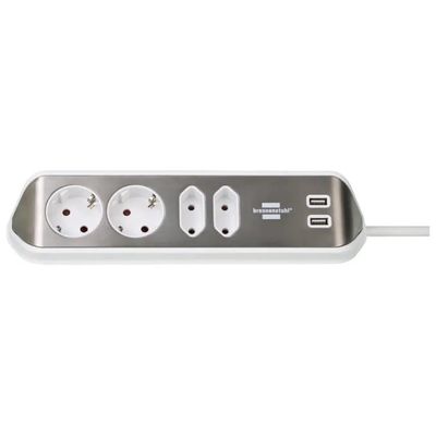 Brennenstuhl Ciabatta Angolare 4 Prese con 2 USB, Cavo da 2 m