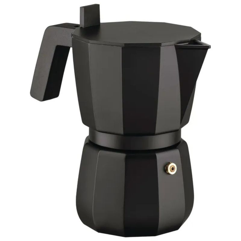 Alessi DC06/6 B Caffettiera Moka Nera, 6 Tazze, 300 ml