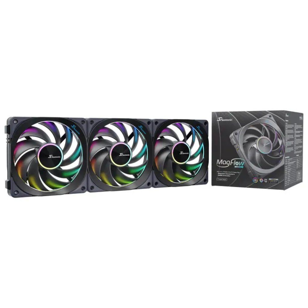 Seasonic MagFlow ARGB Kit 3 Ventole PC 120 mm 2000 RPM Nero Seasonic MagFlow ARGB Kit 3 Ventole PC 120 mm 2000 RPM Nero