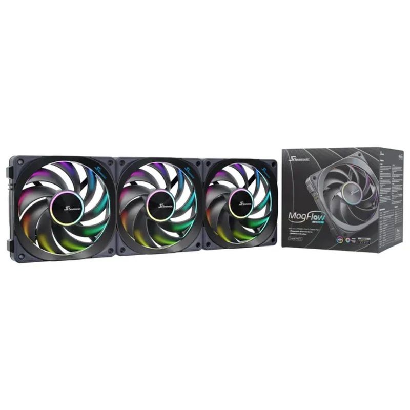 Seasonic MagFlow ARGB Kit 3 Ventole PC 120 mm 2000 RPM Nero