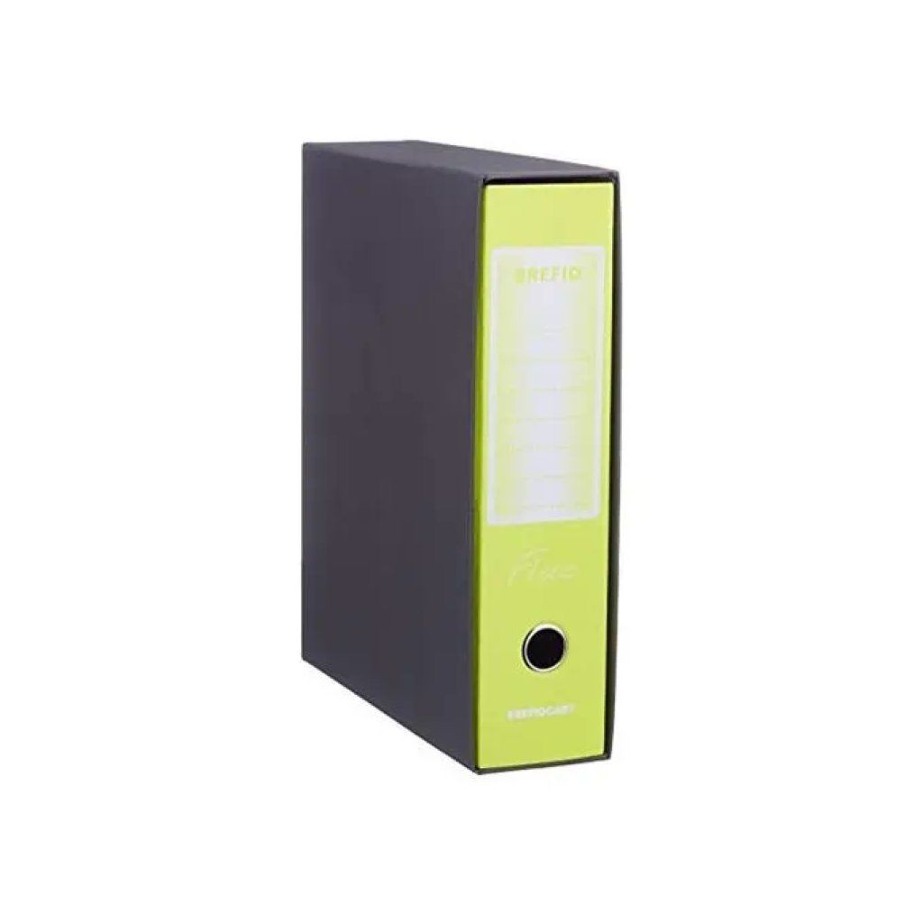 BREFIOCART Registratore a Leva Protocollo, Dorso 8 cm, Giallo Fluorescente