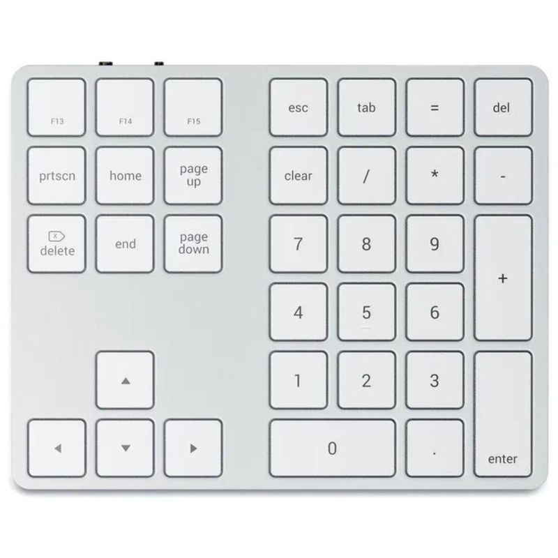Satechi ST-XLABKS Tastierino Numerico Bluetooth 33 Tasti, Argento