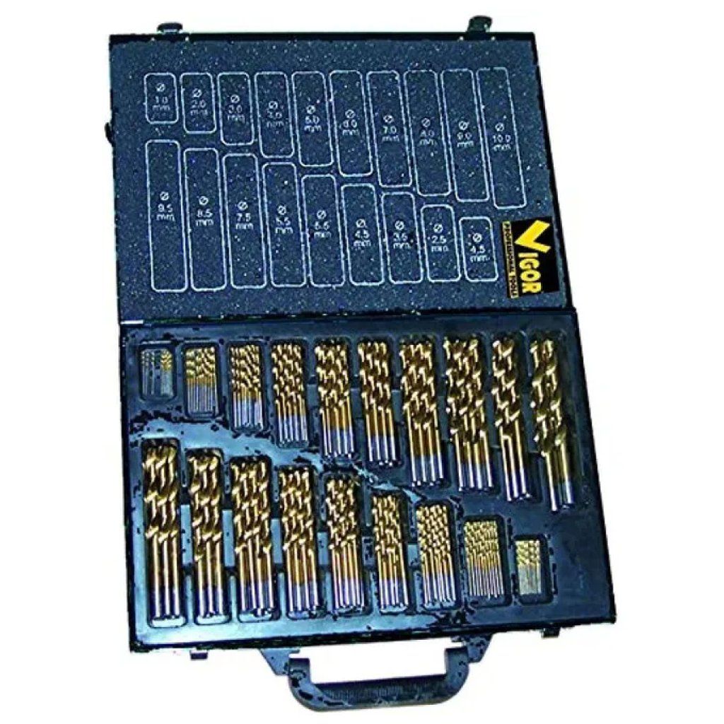 VIGOR-BLINKY VIGOR TITANIUM – Set 116 Punte HSS al Titanio, 1–10 mm