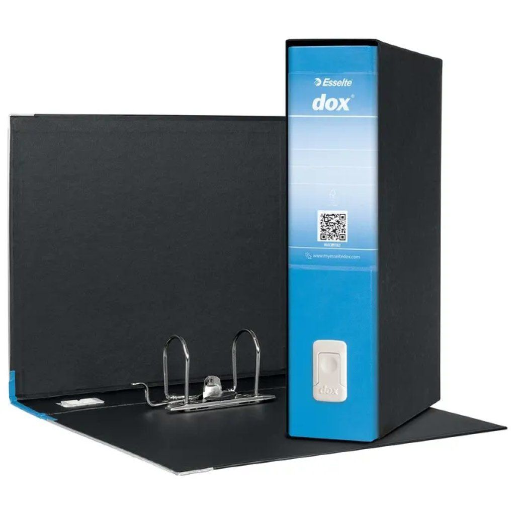 REXEL Esselte DOX 2 Registratori a Leva Azzurri, Dorso 8 cm, Confezione da 6