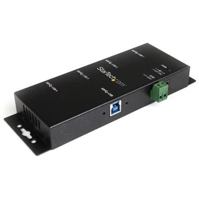 STARTECH.COM StarTech ST4300USBM Hub USB 3.0 industriale a 4 porte, metallo, alimentatore incluso, nero