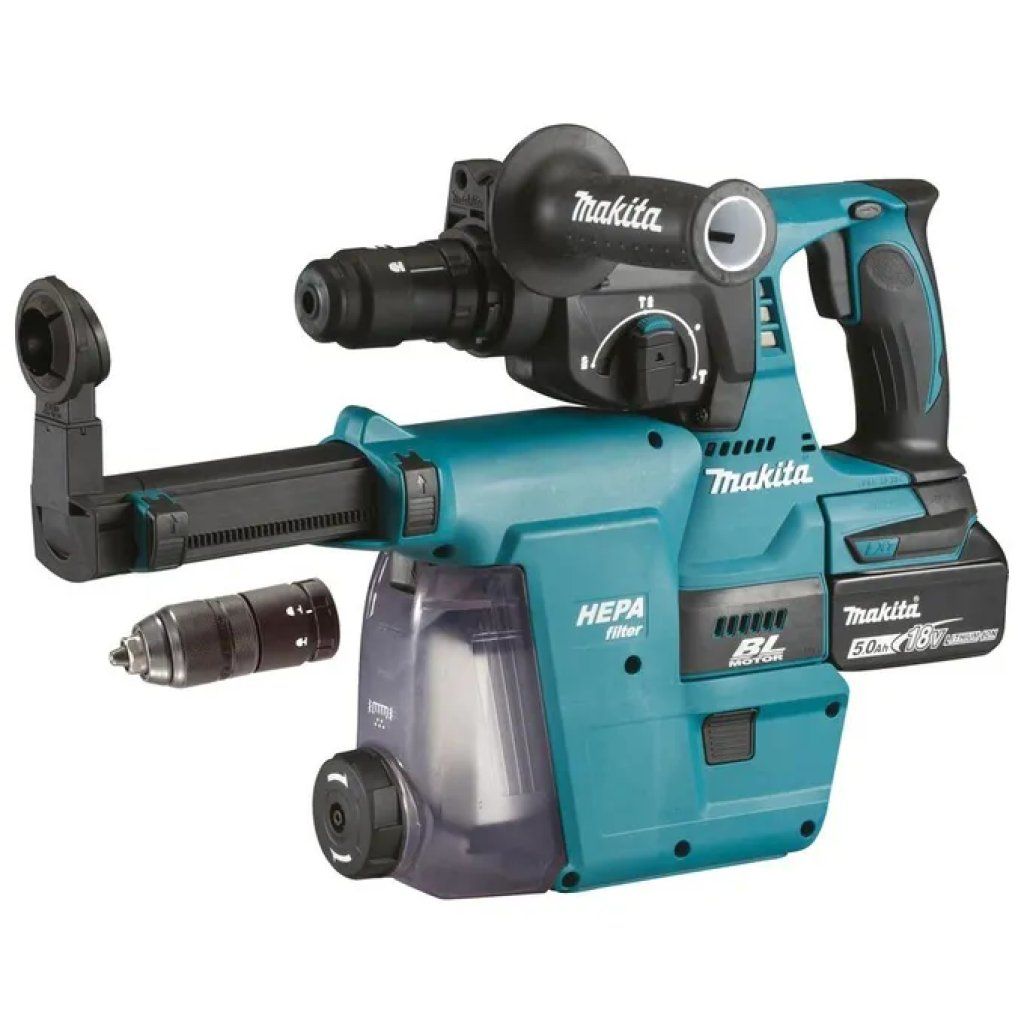 Makita DHR243RTJW Tassellatore SDS-Plus 18V Brushless con 2 Batterie 5Ah, DX07 e Valigetta Makpac