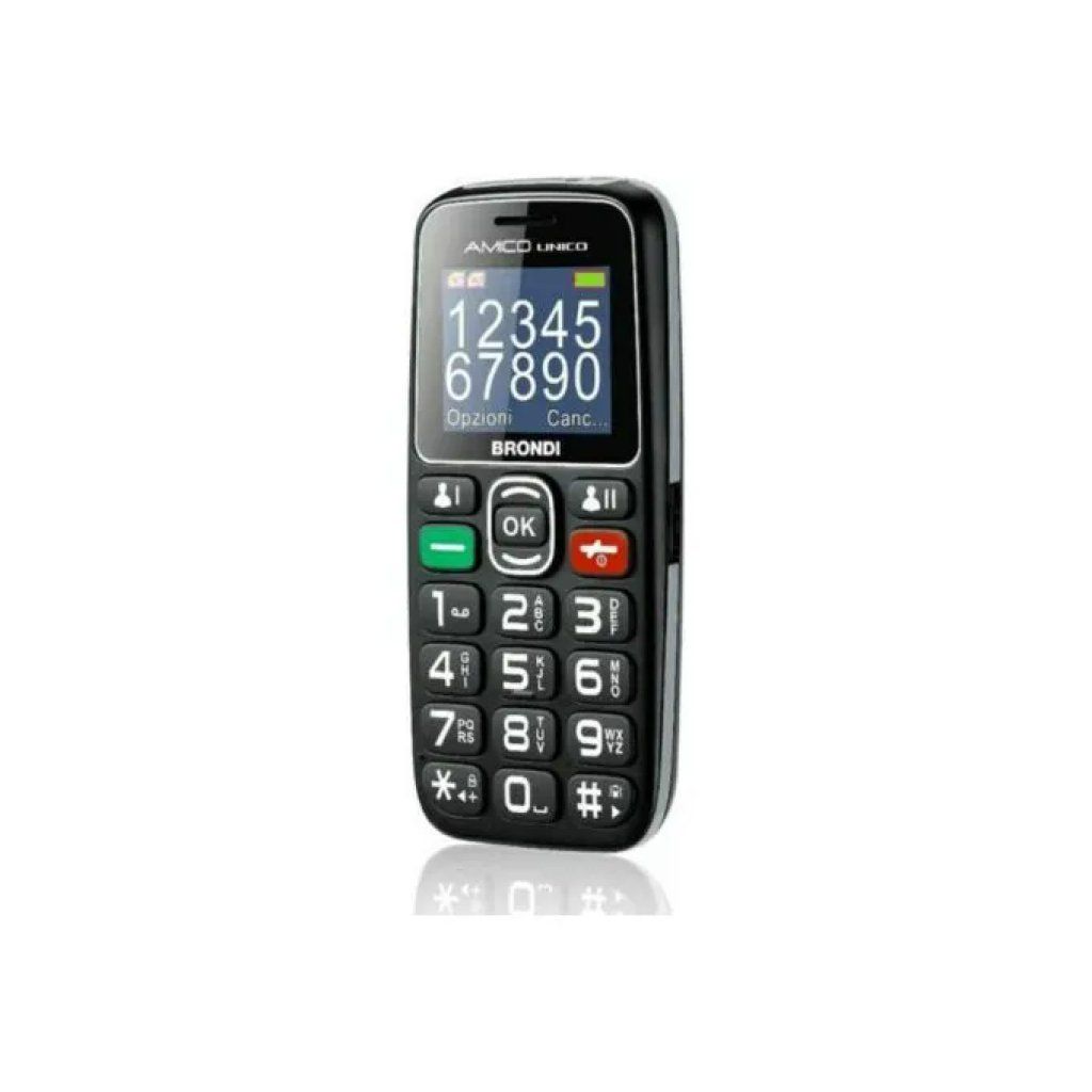 Brondi Amico Leale+ Cellulare Flip per Anziani Dual SIM Nero
