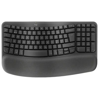 Logitech Wave Keys for Business – Tastiera Wireless Ergonomica, Grafite, Layout Italiano