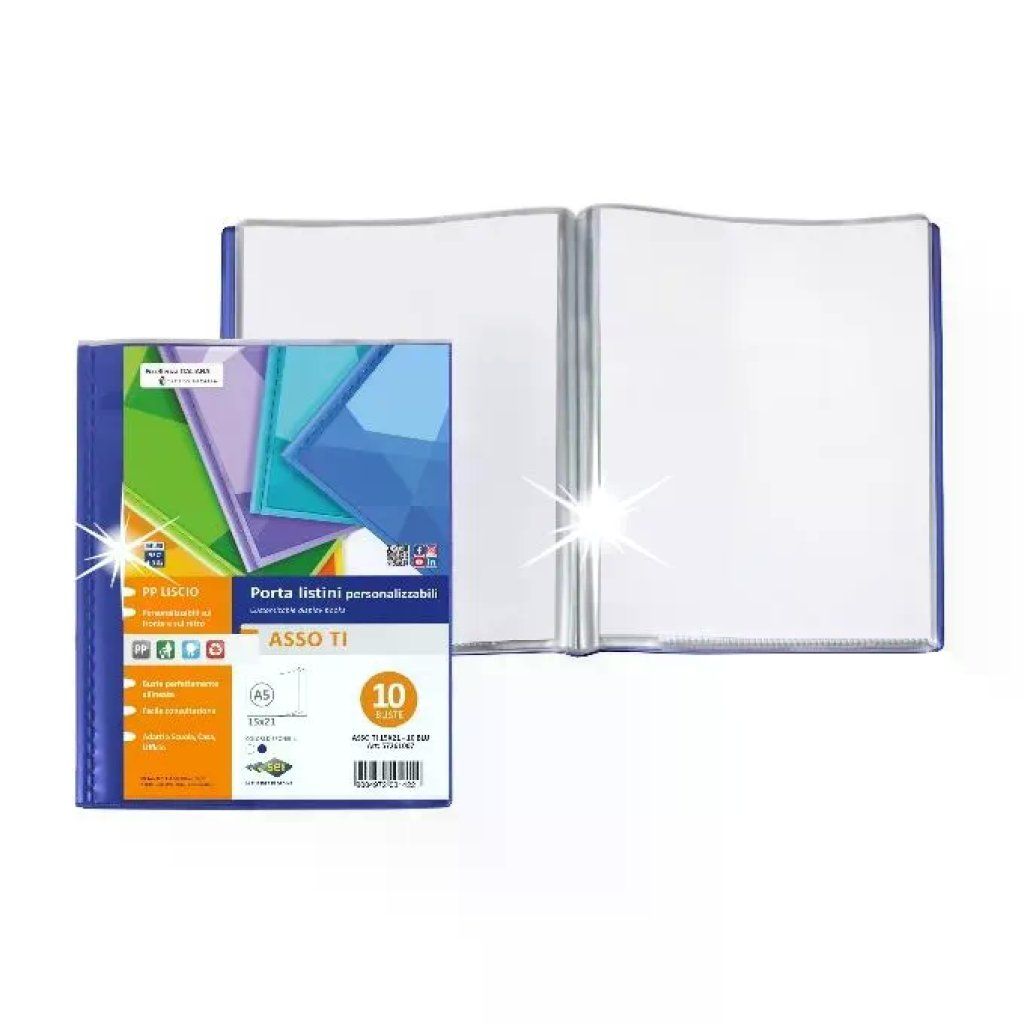 SEI ROTA Asso TI Portalistino A5 Blu, 100 Buste SEI ROTA Asso TI Portalistino A5 Blu, 100 Buste