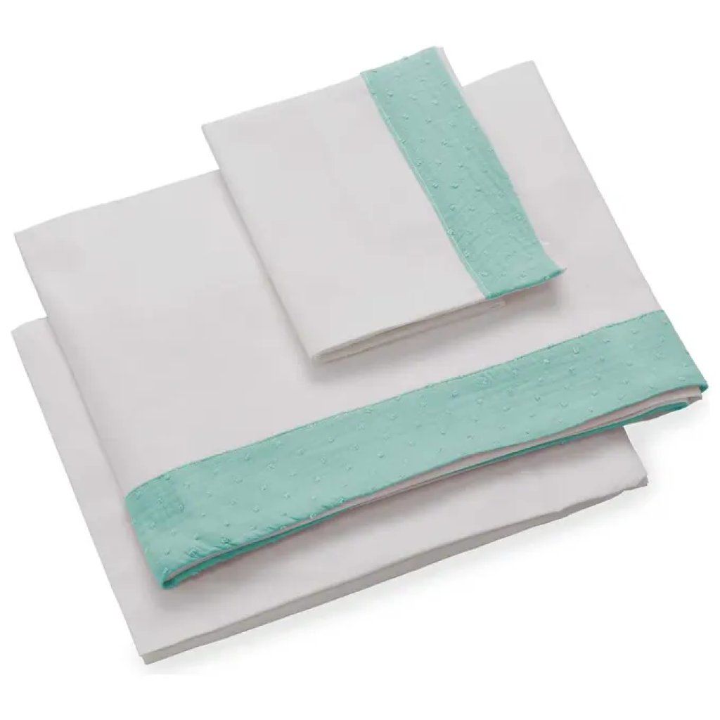 Italbaby Infinito Set Lenzuola Culla 3 Pezzi in Jersey Verde Aqua