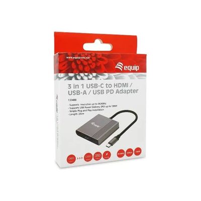 Conceptronic Adattatore USB-C 3 in 1 con HDMI 4K, USB-A e Power Delivery 100 W Conceptronic Adattatore USB-C 3 in 1 con HDMI 4K, USB-A e Power Delivery 100 W