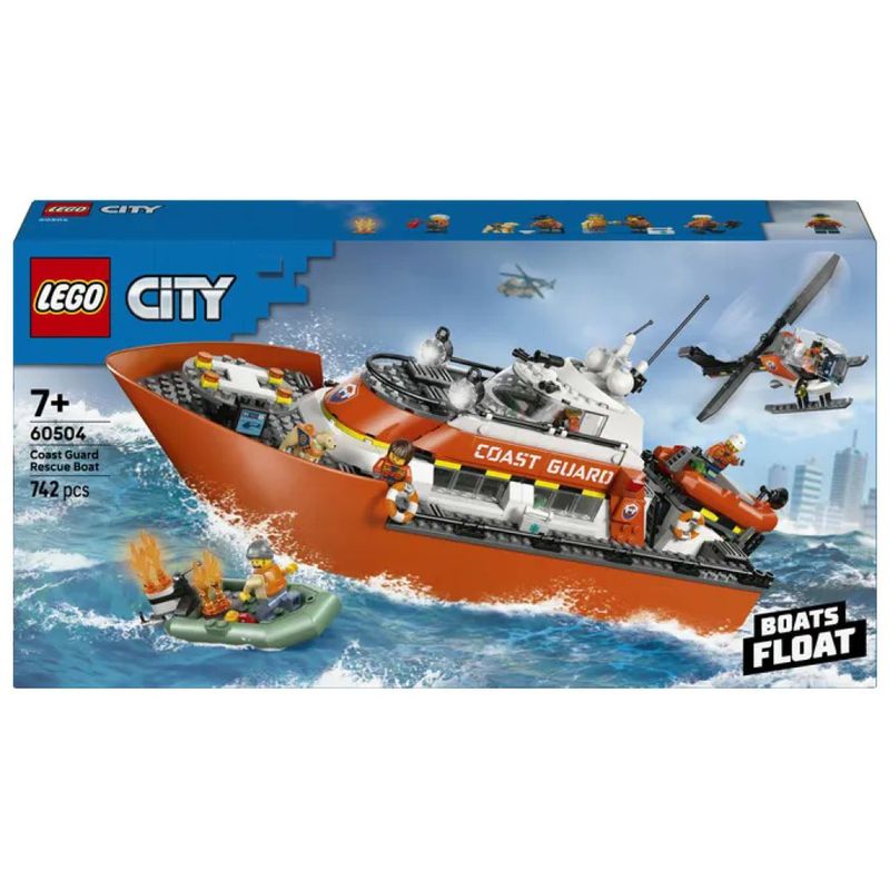LEGO City 60504 Motoscafo di Soccorso ed Elicottero della Guardia Costiera, 742 Pezzi