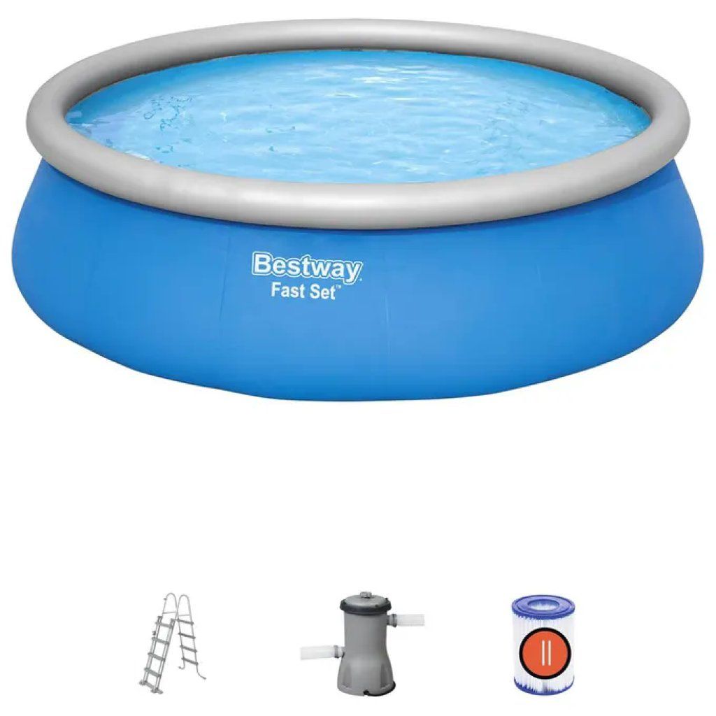 Bestway Fast Set Piscina Fuori Terra Rotonda 457 x 122 cm con Pompa e Scaletta