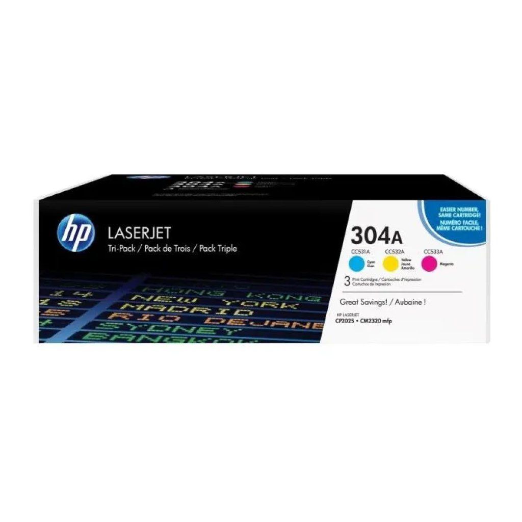 HP 304A CF372AM – Kit 3 toner originali Ciano, Magenta e Giallo