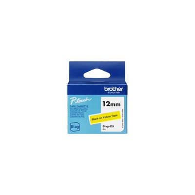 Brother BTAG631 Nastro Nero su Giallo, 12 mm x 4 m