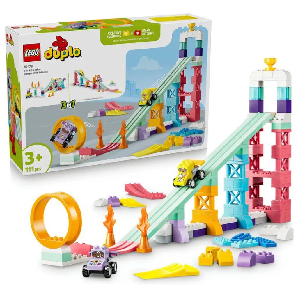 LEGO DUPLO Town Rampe Creative 3 in 1 con Veicoli – 111 Pezzi