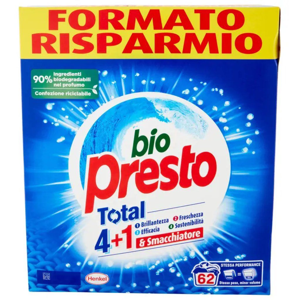 Bio Presto Classico Detersivo in Polvere per Lavatrice, 62 Lavaggi, 3,1 kg