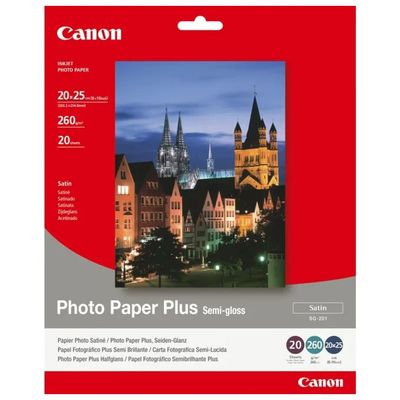 Canon SG-201 Plus Carta Fotografica Satinata Semi-Lucida, 20 Fogli, 20,3 × 25,4 cm