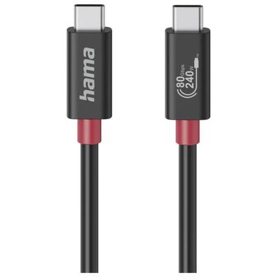 Hama 00200799 Cavo USB-C USB4 Gen 4x2, 80 Gbit/s, 240 W, 1 m, Nero Hama 00200799 Cavo USB-C USB4 Gen 4x2, 80 Gbit/s, 240 W, 1 m, Nero